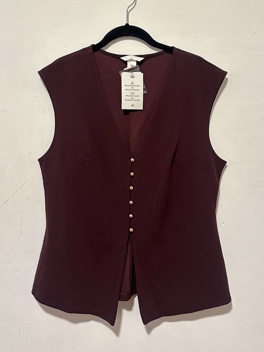 🚫SOLD🚫 NEW! H&M V-Neck Button Front Top in Deep Wine